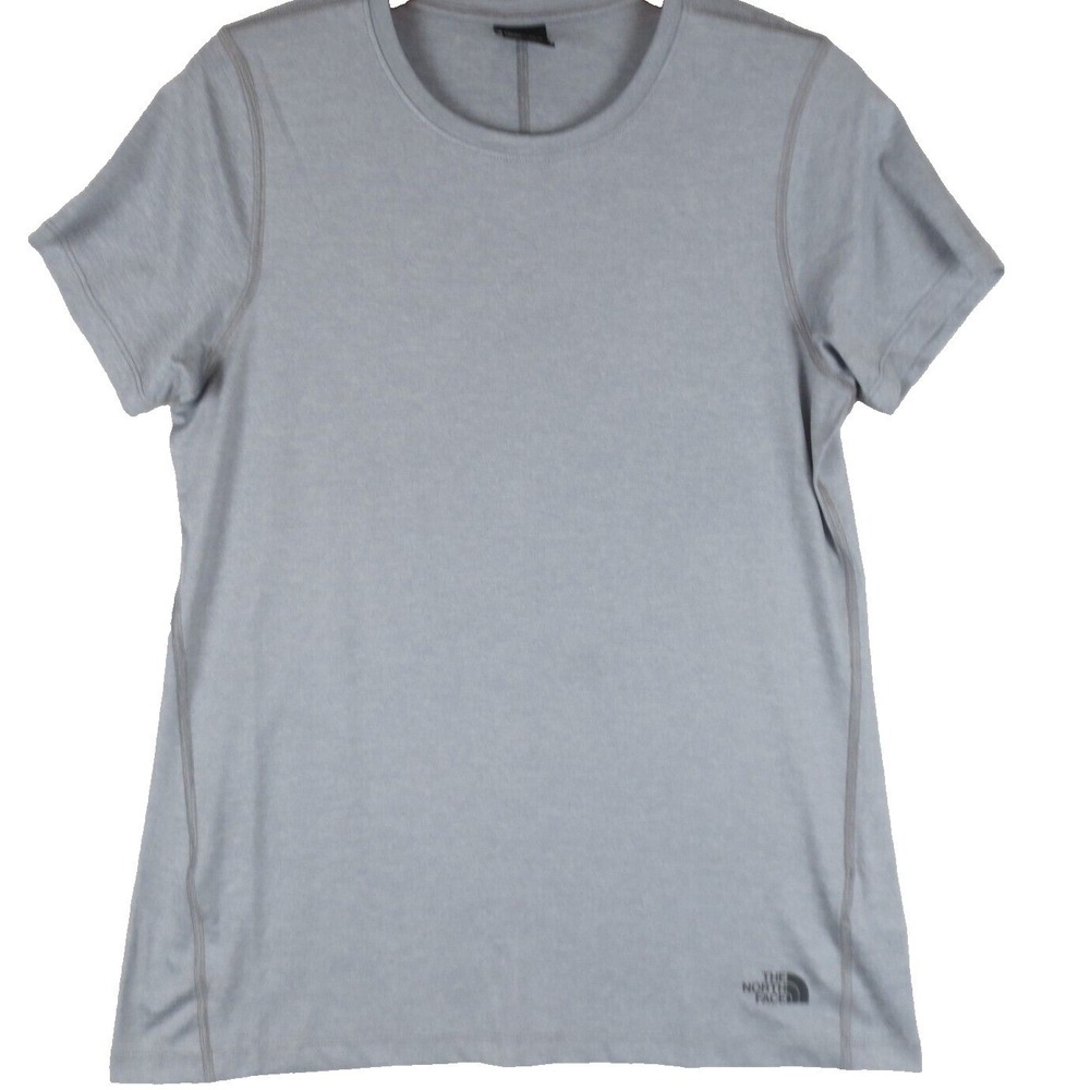 North Face Hyperlayer FD T Shirt Womens M Gray Short Sleeve Crew Neck Zip Pocket